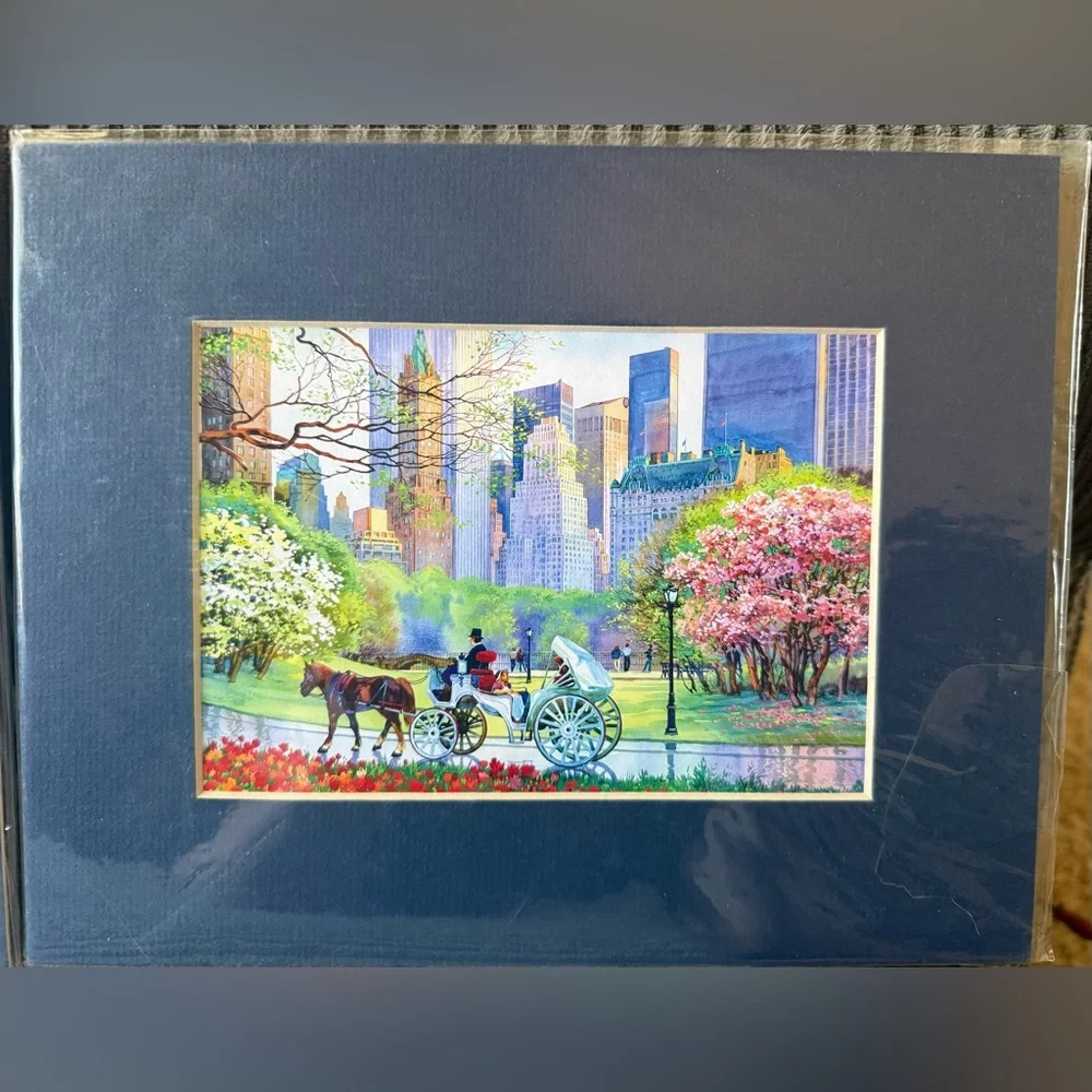 New Lot of 2 New York Times Square Central Park Matted Art Prints Pop Colorful